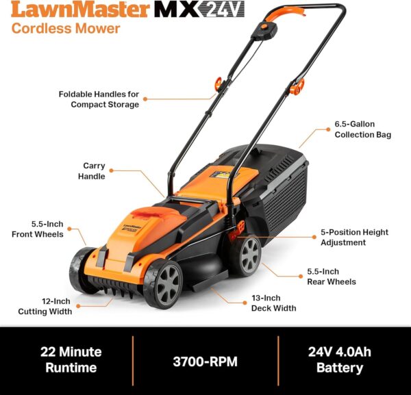 LawnMaster 20VMWGT 24V Max 13-inch Lawn Mower and Grass Trimmer 10-inch Combo with 2x4.0Ah Batteries and Charger - For Sale - Price - Image 5