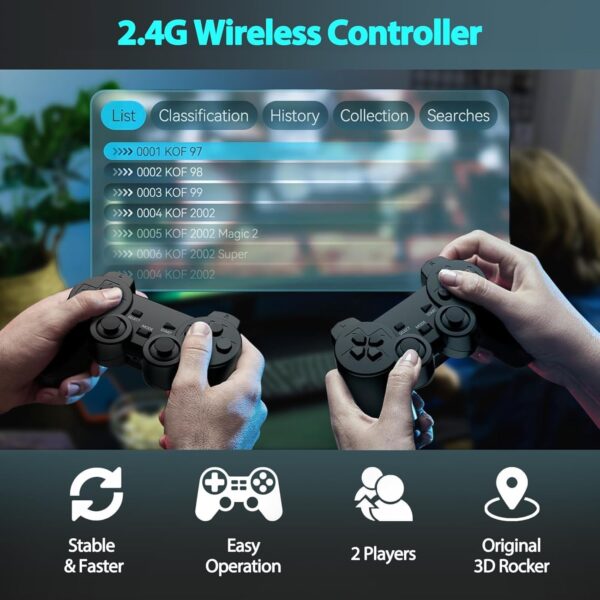 Wireless Retro Handheld Game Console Stick, Gaming Console Stick Built-in 20000+ Plug-and-Play Video Games, Equipped with 18 Simulators, 4K HDMI Output and Dual 2.4G Controller（64GB） - For Sale - Price - Image 3