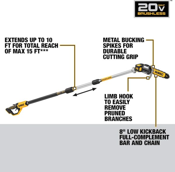 DEWALT 20V MAX* XR Pole Saw, 15-Foot Reach (DCPS620M1) - For Sale - Price - Image 2