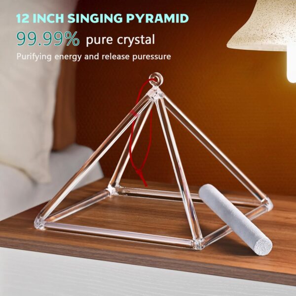 12 Inch Quartz Crystal Singing Pyramid Healing Musical Instrument + Carry Case Bag Powerful Energy - For Sale - Price - Image 2