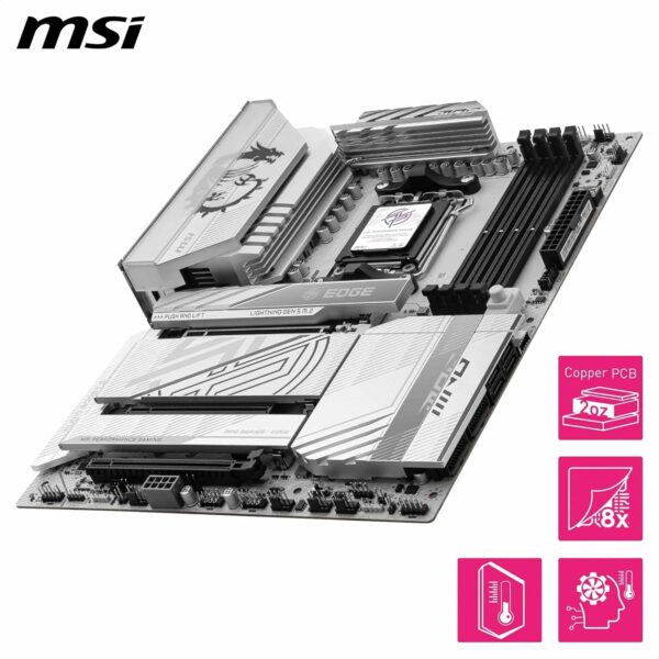 MSI MPG X870E Edge TI WiFi Motherboard, ATX - Supports AMD Ryzen 9000/8000 / 7000 Processors, AM5-80A SPS VRM, DDR5 Memory Boost 8400+MT/s (OC), PCIe 5.0 x16, M.2 Gen5, Wi-Fi 7, 5G LAN - For Sale - Price - Image 4