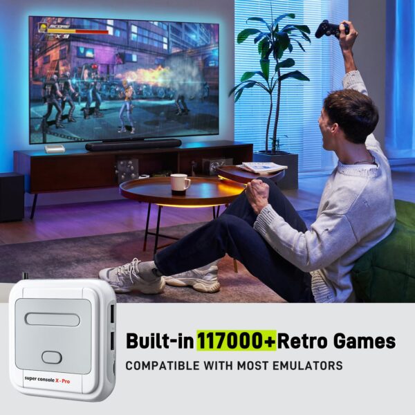 Super Console X Pro Retro Game Console with 117000+ Games,TV & Game System in 1 Video Game Console, 4K TV HD/AV Output,Compatible with 63+ Emulators,with 2 Wireless Game Controllers - For Sale - Price - Image 2