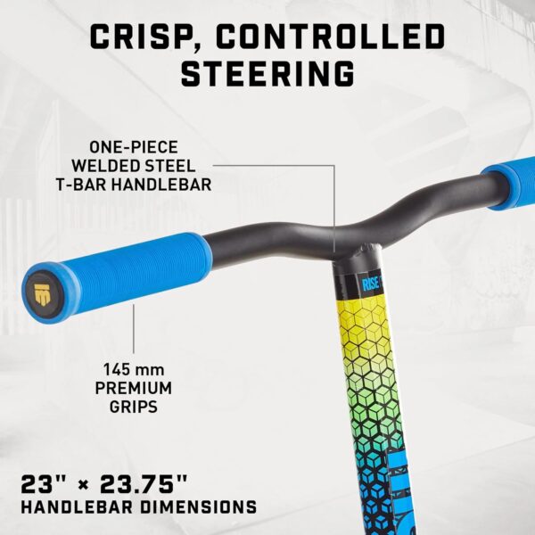Mongoose Rise Freestyle Stunt Trick Scooter, For Kids Youth Adult Men Women Ages 8 Up, Lightweight Alloy Deck & Heavy-Duty Frame Up to 220 lbs., Bike-Style Grip, T-Bar Handlebar and High Impact Wheels - For Sale - Price - Image 3