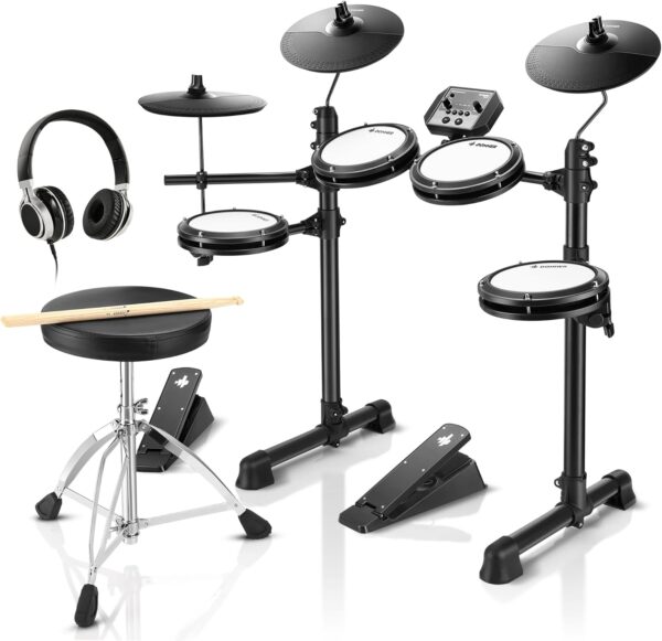 Donner DED-80 Electronic Drum Set with 4 Quiet Mesh Pads, 180+ Sounds, 2 Pedals, Throne, Headphones, Sticks, and Melodics Lessons - For Sale - Price