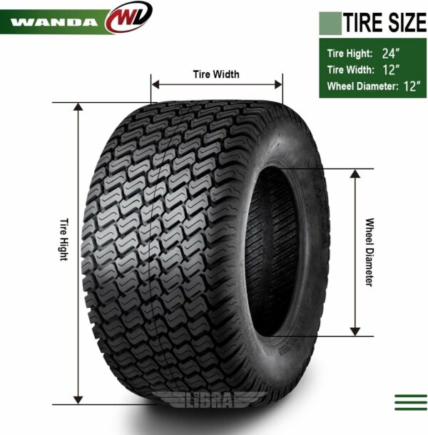 WANDA Lawn Mower Tractor Turf Tires 24x12-12 P332 /4 ply -Set 2 24x12.00-12 Tires - For Sale - Price - Image 4