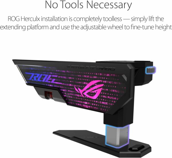 ASUS ROG Herculx Graphics Card Anti-Sag Holder Bracket (Solid Zinc Alloy Construction, Easy Toolless Installation, Included Spirit Level, Adjustable Height, Wide Compatibility, Aura Sync RGB) - For Sale - Price - Image 4