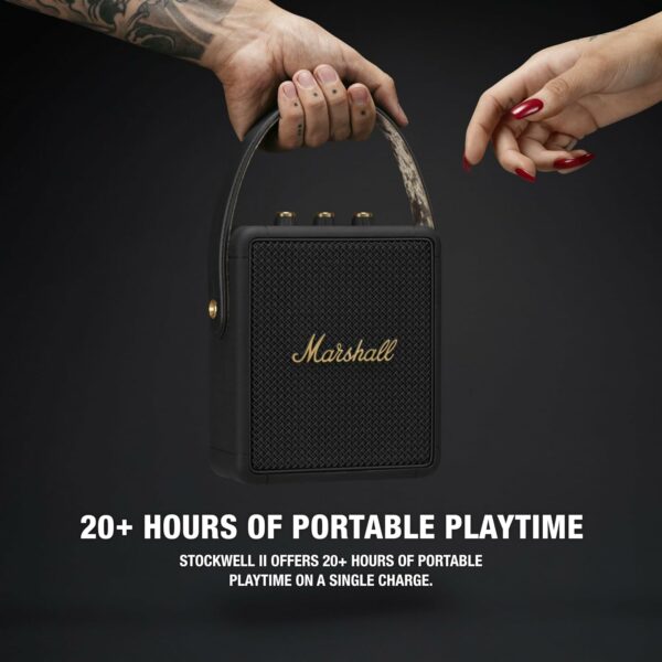 Marshall Stockwell II Portable Bluetooth Speaker, Black and Brass - For Sale - Price - Image 2