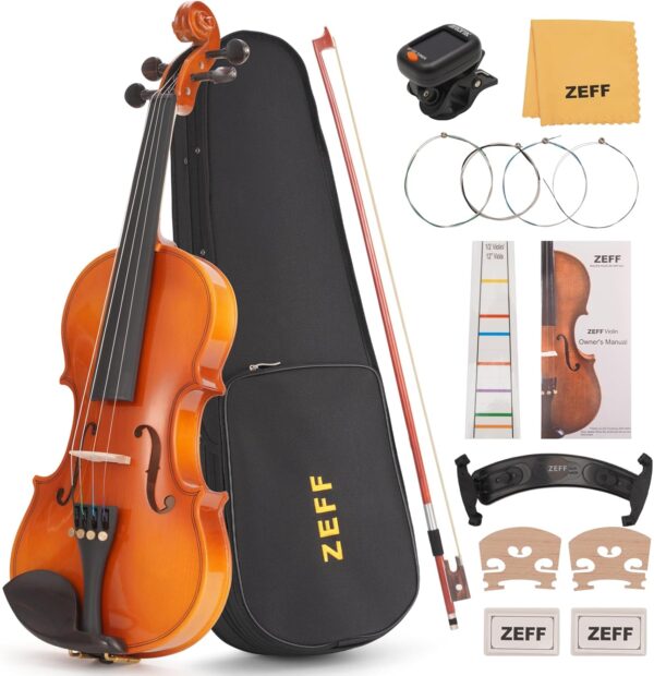 ZEFF Violin for dults, Size 4/4 Full Acoustic Violin with Bow, Case,Tuner, Bridge, Violin Strings, Starter Violin with Accessory Kit, Flame Maple Wooden Stringed Musical Instruments - For Sale - Price