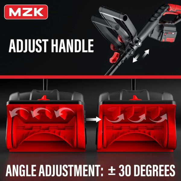 MZK Cordless Snow Shovel, 20V 13-Inch Battery Powered Snow Thrower, Battery Snow Blower with Directional Plate & Adjustable Front Handle(4.0Ah Li-ion Battery & Fast Charger Included) - Image 7