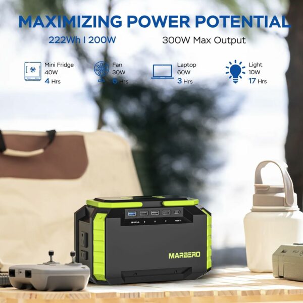 MARBERO Solar Generator 222Wh Portable Power Station with Solar Panel 40W Included Solar Power Bank with AC Outlet 300W Surge for Home Outages Camping Outdoor Adventure Emergency - For Sale - Price - Image 2