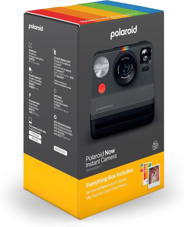 Polaroid Now 2nd Generation I-Type Instant Camera + Film Bundle - Now Black Camera + 16 Color Photos (6248)- Black - For Sale - Price - Image 5