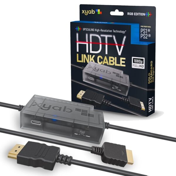 RGB HD Link Cable for PSOne PS1 and PS2 | Gold Standard RGB Signal | 1080p Resolution | Composite Signal Switch, Price For Sale