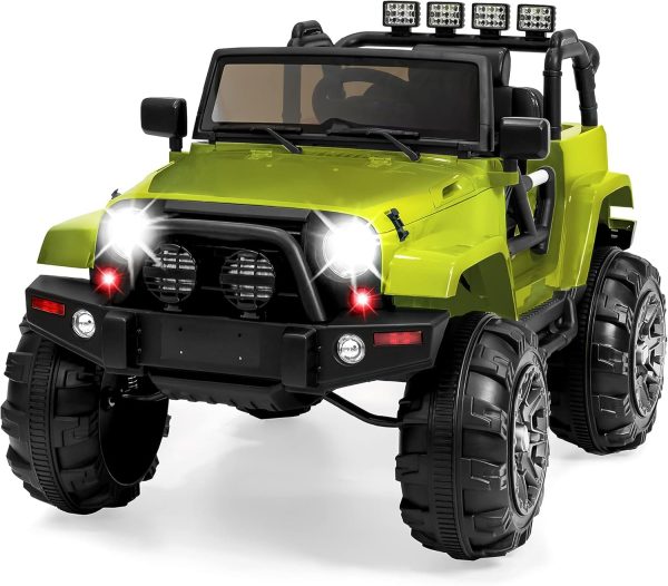 Best Choice Products Kids 12V Ride On Truck, Battery Powered Toy Car w/Spring Suspension, Remote Control, 3 Speeds, LED Lights, Bluetooth - Green, Price For Sale