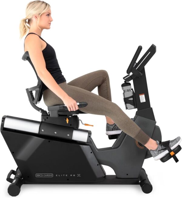 3G Cardio Elite RB X Recumbent Exercise Bike - FreeSync FTMS Bluetooth Smart App Connectivity - Compact 49" (L) - Oversized Soft 4-Way Adj. Seat - 350 lb Cap. - Low Step-Thru Design - Commercial Grade - For Sale - Price