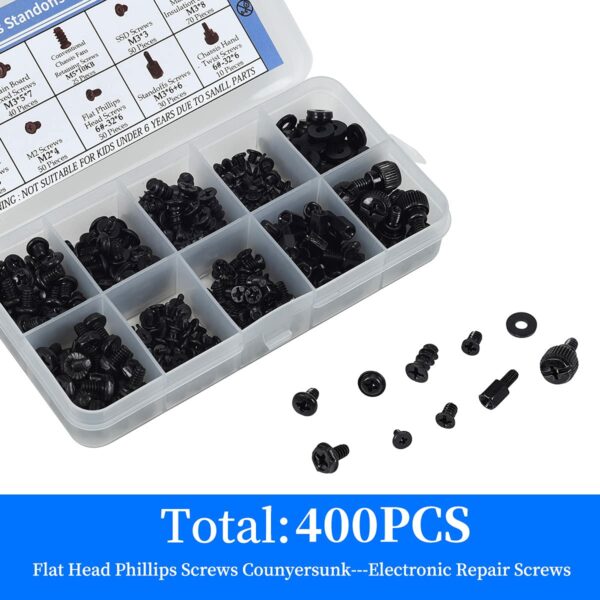 400PCS Computer Screws Motherboard Standoffs Assortment Kit for Universal Motherboard, HDD, SSD, Hard Drive,Fan, Power Supply, Graphics, PC Case for DIY & Repair - For Sale - Price - Image 6