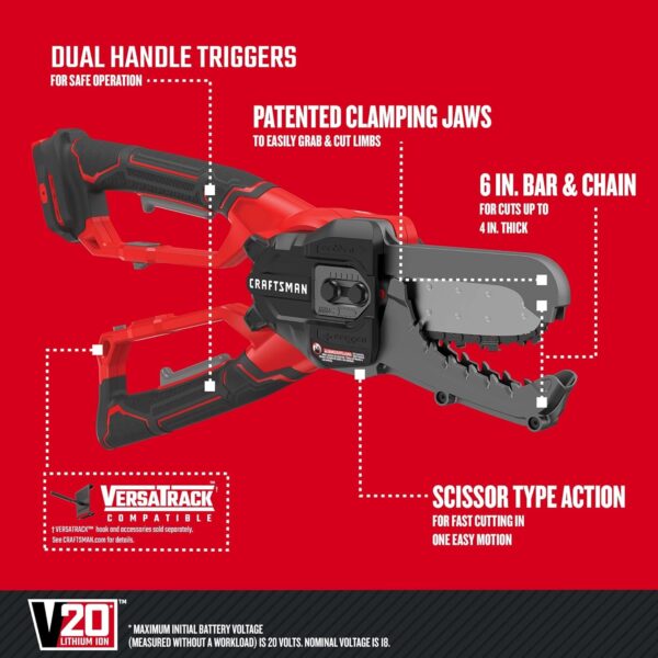 CRAFTSMAN V20 Cordless Lopper, 6 inch, Bare Tool Only (CMCCSL621B) - For Sale - Price - Image 3