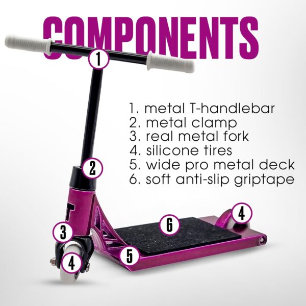 TAILWHIP Finger Scooter Metal, Durable Mini Scooter for incredible Tricks, Compatible with Tech Deck Fingerboards, Bikes & Skate Parks, Improve Hand Motor Skills, Perfect Toy for Kids & Adults, purple - For Sale - Price - Image 2