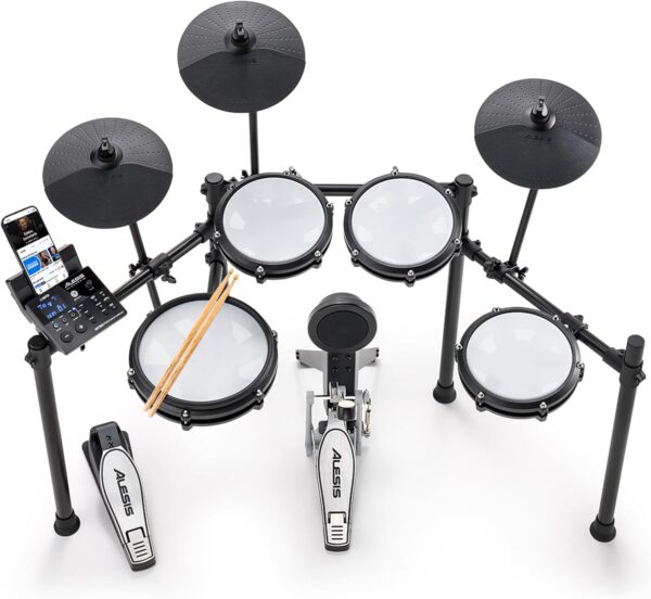 Alesis Nitro Max Kit Electric Drum Set with Quiet Mesh Pads, 10" Dual Zone Snare, Bluetooth, 440+ Authentic Sounds, Drumeo, USB MIDI, Kick Pedal - For Sale - Price