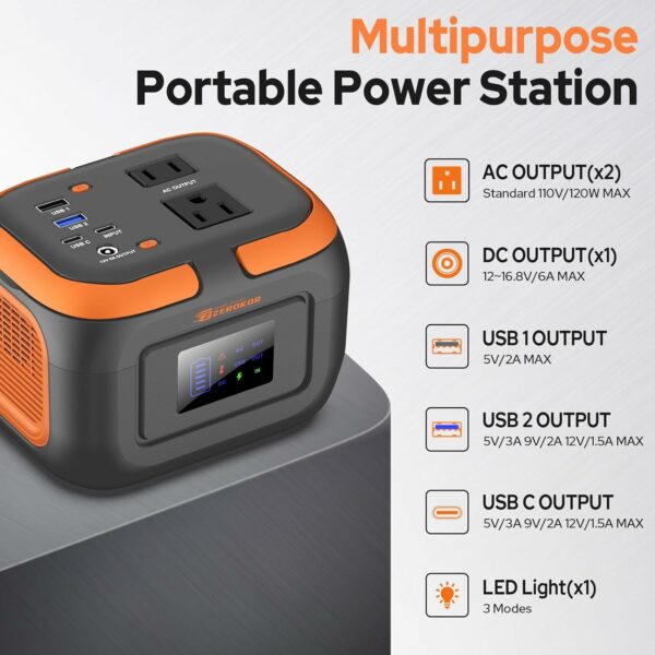 Portable Power Station 120W, 110V Power Bank with AC Outlet, Portable Generator 97.6Wh External Lithium Battery Pack with USB C Input for Camping Home Use Van Life Adventure - For Sale - Price - Image 4