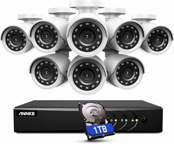 ANNKE 3K Lite Wired Security Camera System with AI Human/Vehicle Detection, H.265+ 8CH Surveillance DVR with 1TB Hard Drive and 8 x 1080p HD Outdoor CCTV Camera, 100 ft Night Vision, Remote Access - For Sale - Price