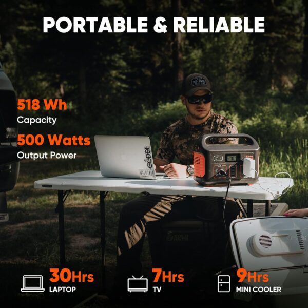 Jackery Portable Power Station Explorer 500, 518Wh Outdoor Solar Generator Mobile Lithium Battery Pack with 110V/500W AC Outlet (Solar Panel Optional) for Road Trip Camping Outdoor Adventure (Renewed) - For Sale - Price - Image 3