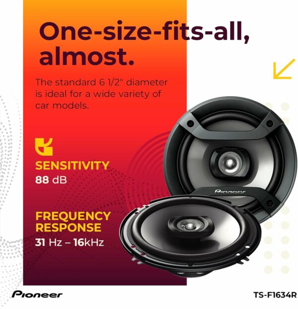 PIONEER TS-F1634R 2-Way Coaxial Car Audio Speakers Full Range 6.5" Round Speakers 200W Max Enhanced Bass Response Easy Installation Black Car Speakers - For Sale - Price - Image 5