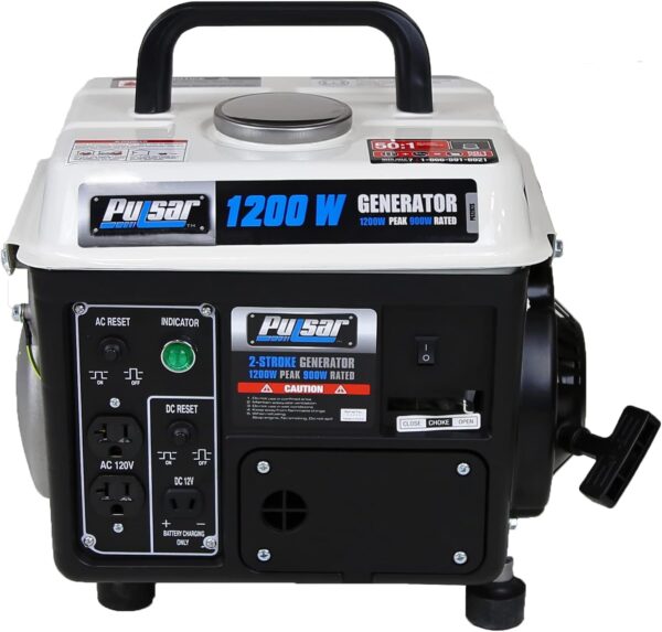 Pulsar 1,200W Carrying Handle, PG1202SA Gas-Powered Portable Generator, 1200W, Black/White For Sale - Price - Image 4