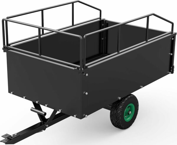 YITAMOTOR ATV Lawn Mower Trailer, Tow Behind Dump Cart with Removable Sides,Capacity 750 lbs, 15 Cubic Feet,Black - For Sale - Price