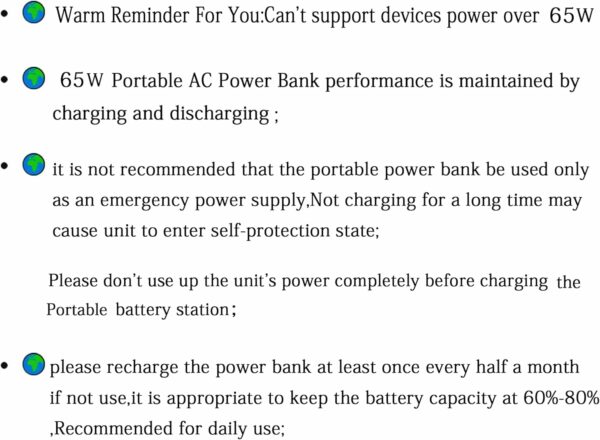 ZeroKor Portable Power Bank with AC Outlet, 65W 110V Portable Laptop Charger Battery Bank 24000mAh External Battery Pack Backup Power Source for Outdoor Tent Camping RV Home Office Emergency - For Sale - Price - Image 8