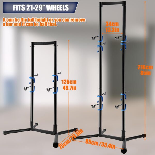 Stand Bike Storage Rack Garage Max 240lbs, Freestanding Gravity Indoor Bike Rack Holds 4 Bikes with Adjustable Arms, Vertical Bike Stand Space Saving for MTB, Road Bike - For Sale - Price - Image 6