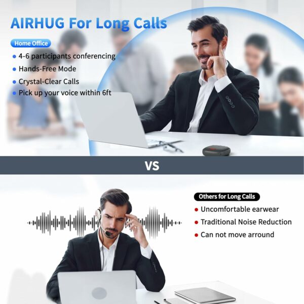 AIRHUG Conference Speaker and Microphone, Bluetooth Speakerphone with 360° Voice Pickup, Advanced Noise Reduction, USB-C Plug & Play, Compatible with Zoom and MS Team - For Sale - Price - Image 5