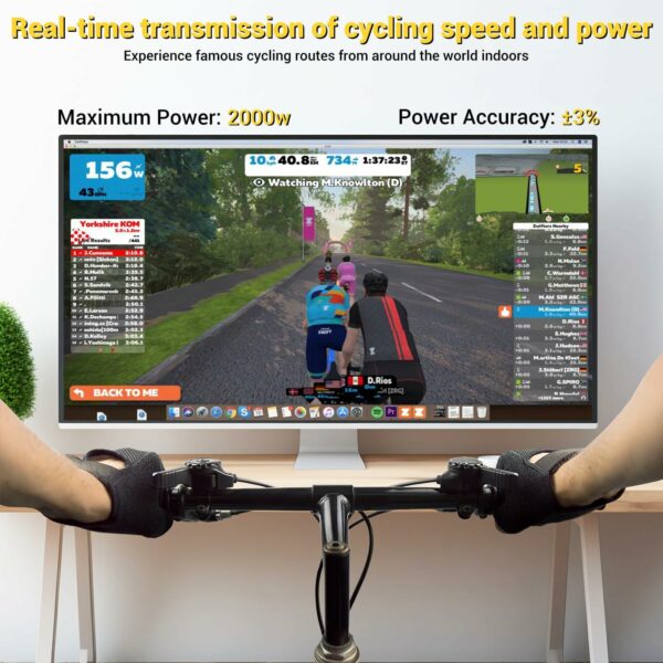 Sportneer Bike Trainer: Smart Bike Trainer Stand for 26-29" & 700C Wheels - Stationary Bike Stand with Bluetooth 4.0 & ANT+ Connection, Compatible with Zwift Onelap, Powerfun Rouvy AR App - For Sale - Price - Image 4