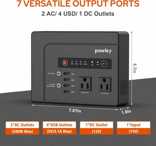 Powkey Solar Generator with Panel,200W Portable Power Station with Solar Panel 40W, 110V Pure Sine Wave DC/USB/AC Outlet Electric Generator Battery Backup for Outdoor Camping Emergency Home - For Sale - Price - Image 2