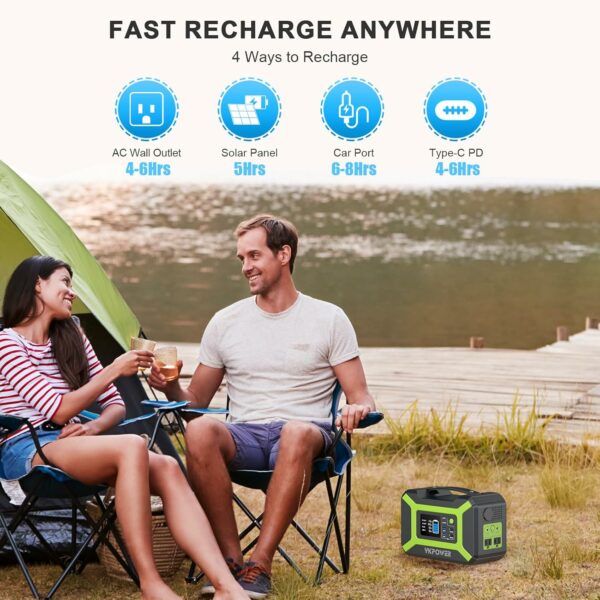 Portable Power Station 300W (Peak 600W), YKPOWER 296Wh Backup Lithium Battery Solar Generator with 110V AC Output, 60W USB-C PD Output, LED Light, Power Station for Outdoor Camping Travel RV CPAP Home - For Sale - Price - Image 2