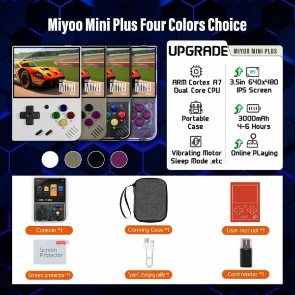 Miyoo Mini Plus, Retro Gaming Console with 64G Memory Card, 3.5-inch IPS Screen, 3000mAH Long Endurance Battery，with Storage Case, Support 10000+ Games (White 64G) - For Sale - Price - Image 6