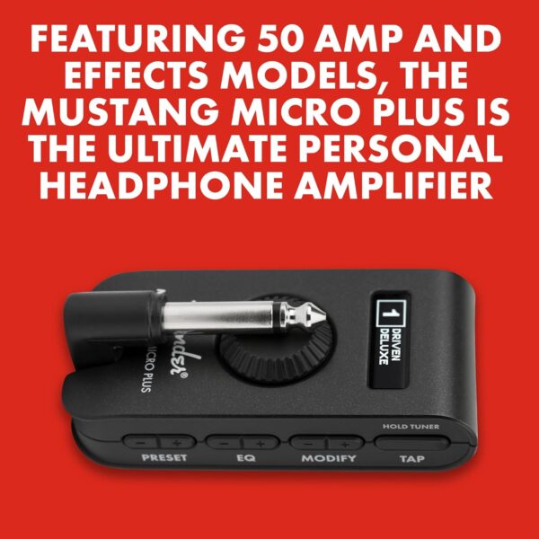 Fender Mustang Micro Plus Headphone Amplifier with Rechargeable Battery, Bluetooth Audio Streaming and 50 Amp and Effects Models, with 2-Year Warranty - For Sale - Price - Image 5