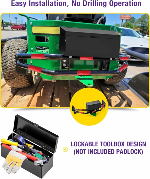 Zero Turn Lawn Mower One-Piece Rear Bumper Hitch with Toolbox for John Deere Z235 Z255 Z335E Z335M Z345M Z345R Z355E Z375R BM2448 ZTrak, Upgrade Heavy Duty Zero Turn Trailer Hitch Accessories Parts - For Sale - Price - Image 3