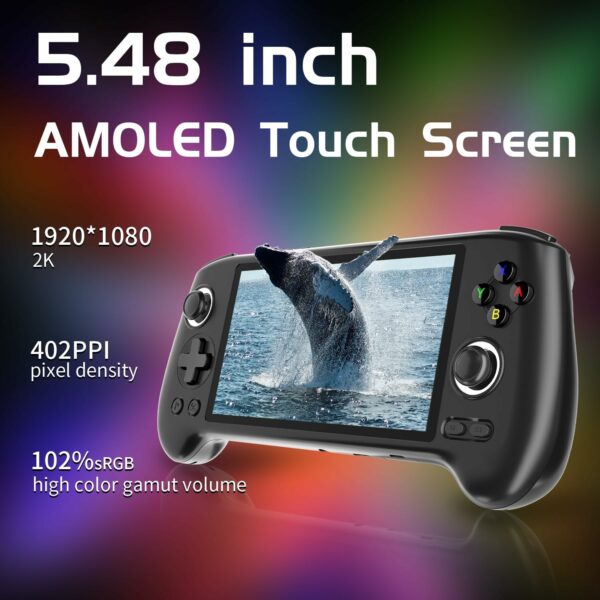 RG556 Handheld Game Console 5.48-inch 5.48-inch AMOLED Screen Android 13 OS Game Player 1080 * 1920 Resolution 8GB LPDDR4X Built-in 5500mAh Battery(Black) - For Sale - Price - Image 2