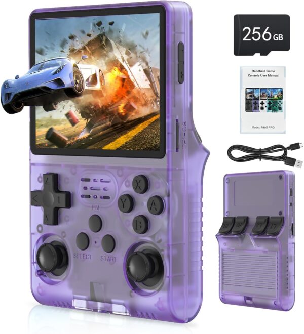 FVBADE 【30000 in 1 R40S PRO Handheld Game Console 3.5 inch IPS Screen Mini Retro Console 3800mAh Portable Pocket Arcade 12+ Mainstream Emulator 256G TF Card Transparent - For Sale - Price