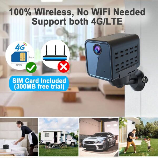 No WiFi Security Camera, Cellular Security Camera, SIM Card Included, Not Support WiFi, Radar Motion Sensor, FHD 4G Car Security Camera, 20-Day Standby Battery Life, Portable Cellular Trail Cameras - For Sale - Price - Image 4