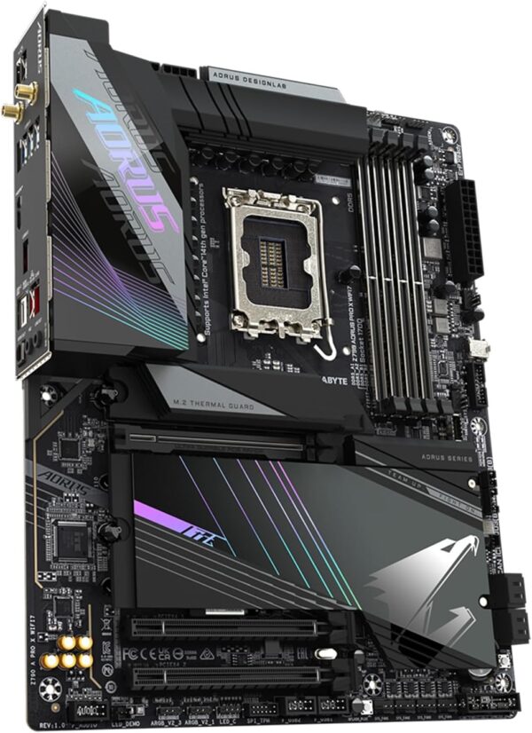 GIGABYTE Z790 AORUS PRO X WIFI7 LGA 1700 Intel Z790 X ATX Motherboard with DDR5, 5* M.2, PCIe 5.0, USB 3.2 Type-C, Wi-Fi 7, 5GbE LAN, Q-Flash Plus, EZ-Latch Plus - For Sale - Price - Image 3