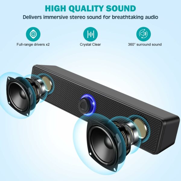 Computer Speakers, USB Powered PC Speakers Wired Stereo Desktop Speakers for Computer, Desktop, Laptop, PC, Pad, Cellphone [2025 Version] - For Sale - Price - Image 2