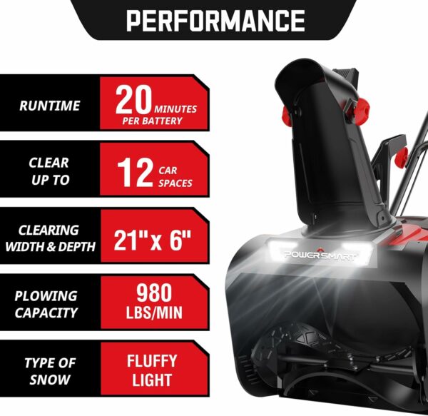 PowerSmart 40V Cordless Snow Blower 21In Snow Blower Battery Powered, Battery and Charger Included, HB2421 - Image 2