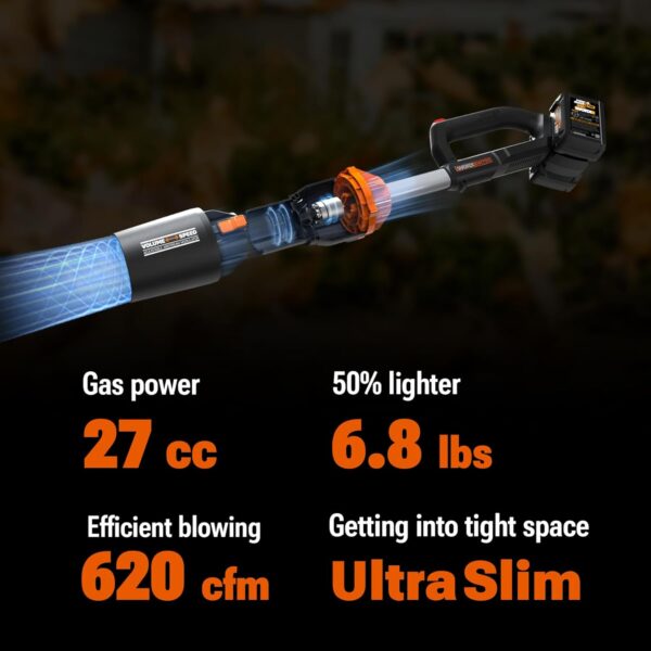 WORX Nitro 40V WG585 Leaf Blower Cordless with Battery & Charger, PowerShare, Blowers for Lawn Care Up to 165 MPH 620 CFM, Lightweight with High-Power Turbine Fan and Brushless Motor - Image 2