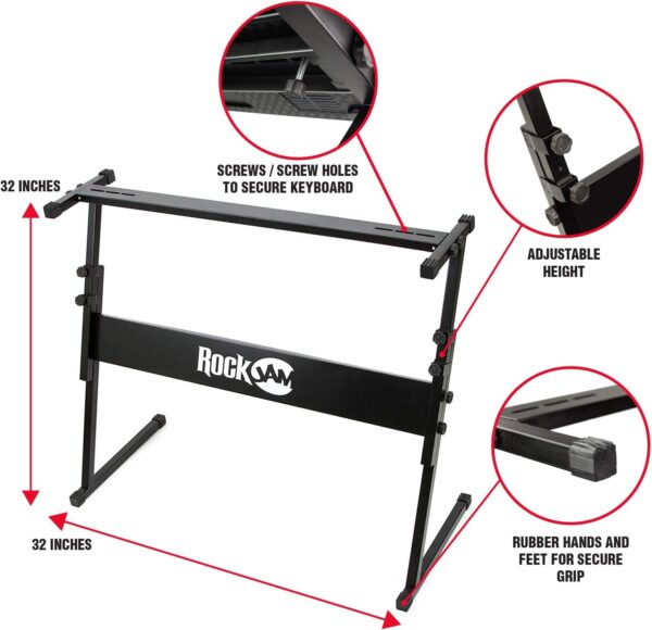 RockJam 61 Key Keyboard Piano With LCD Display Kit, Stand, Bench, Headphones, Simply App & Keynote Stickers - For Sale - Price - Image 3