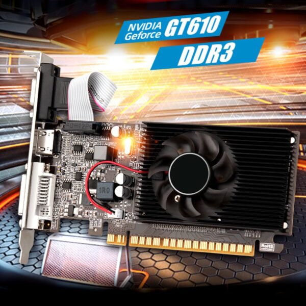 EBTOOLS GT610 Graphics Card, 2GB 64bit DDR3 Computer Gaming Graphics Card, DVI VGA, PCI Express 1.1 x 16, Single Cooling Fan, for Computer Desktop - For Sale - Price - Image 2