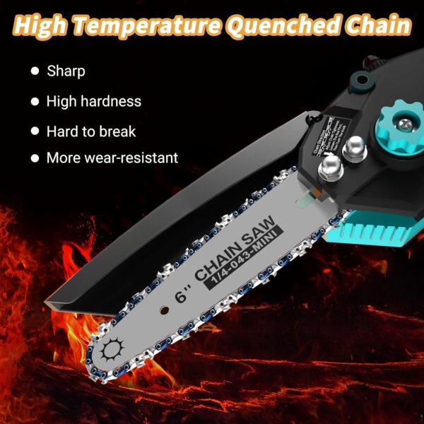 Mini Chainsaw Cordless, 8 inch & 6 inch Electric Chain Saw with 2 Pack Rechargeable Batteries, Battery Powered Handheld Saw for Trees Trimming Wood Cutting, Perfect Gardening Tools for Men Dad Husband - Image 6