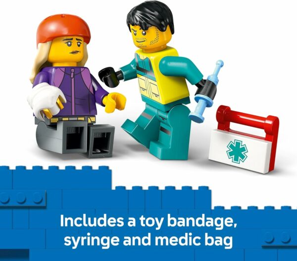 LEGO City Emergency Ambulance Toy - Building Sensory Toy for Kids, Boys and Girls, Ages 5+ - Educational, Learning Gift Idea for Birthdays and Holidays - Skateboarder and Driver Minifigures - 60451 - For Sale - Price - Image 4