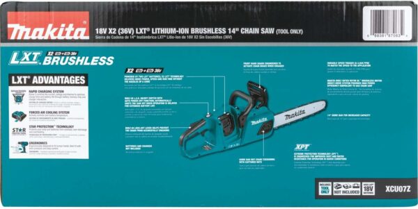 Makita XCU07Z 18V X2 (36V) LXT Lithium-Ion Brushless Cordless 14" Chain Saw, Tool Only, Teal - For Sale - Price - Image 16