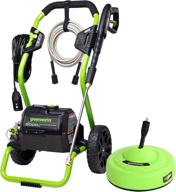 Greenworks 2000 Max PSI @ 1.1 GPM (13 Amp) Electric Pressure Washer GPW2000-1RG + Surface Cleaner Universal Attachment 30012, Price For Sale